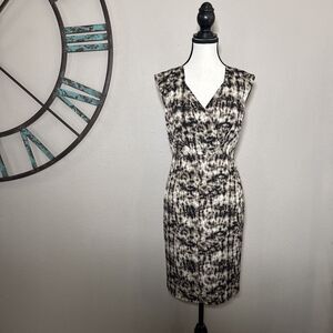 Ann Taylor Dress Size 0 Animal Print Faux Wrap Sheath EUC